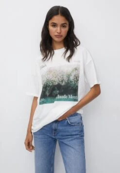 PULL & BEAR Bush Weather Monet - T-Shirt Con Stampa - White