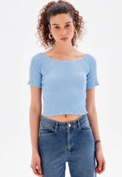 Gimped Square Collar - T-Shirt Basic - Blue