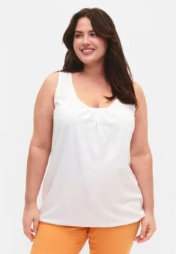 Zizzi Mit Rundhalsausschnitt Und SpitzenrandTopBright White Donna T-shirt E Top Z1721D11H-A11