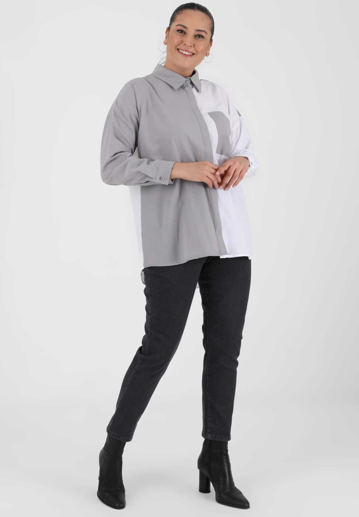 Point Collar Alia - Camicia - Grey/White 2 Point Collar Alia - Camicia - Grey/White - immagine 2