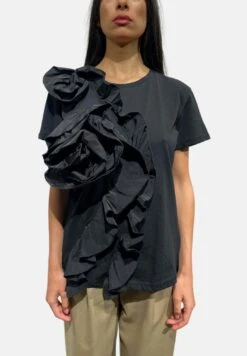 Balze RouchesT-Shirt Con StampaNero Donna T-shirt E Top H5U21D00C-Q11