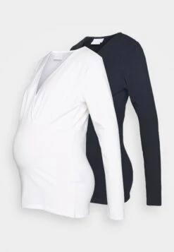 Mamalicious Mlemma Tess 2 PackMaglietta A Manica LungaBlack/White Donna T-shirt E Top M6429G0XF-Q11