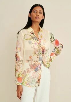 Next Gold Button Detail Sheer ShirtCamiciaEcru Floral Placement Donna Camicie E Bluse NX321E22F-A11