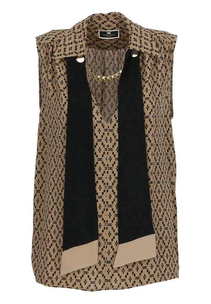 Elisabetta Franchi Con Stampa LosangaCamicettaTortora Nero Donna Camicie E Bluse EF121E097-O11 5 Elisabetta Franchi Con Stampa LosangaCamicettaTortora Nero Donna Camicie E Bluse EF121E097-O11 - immagine 5