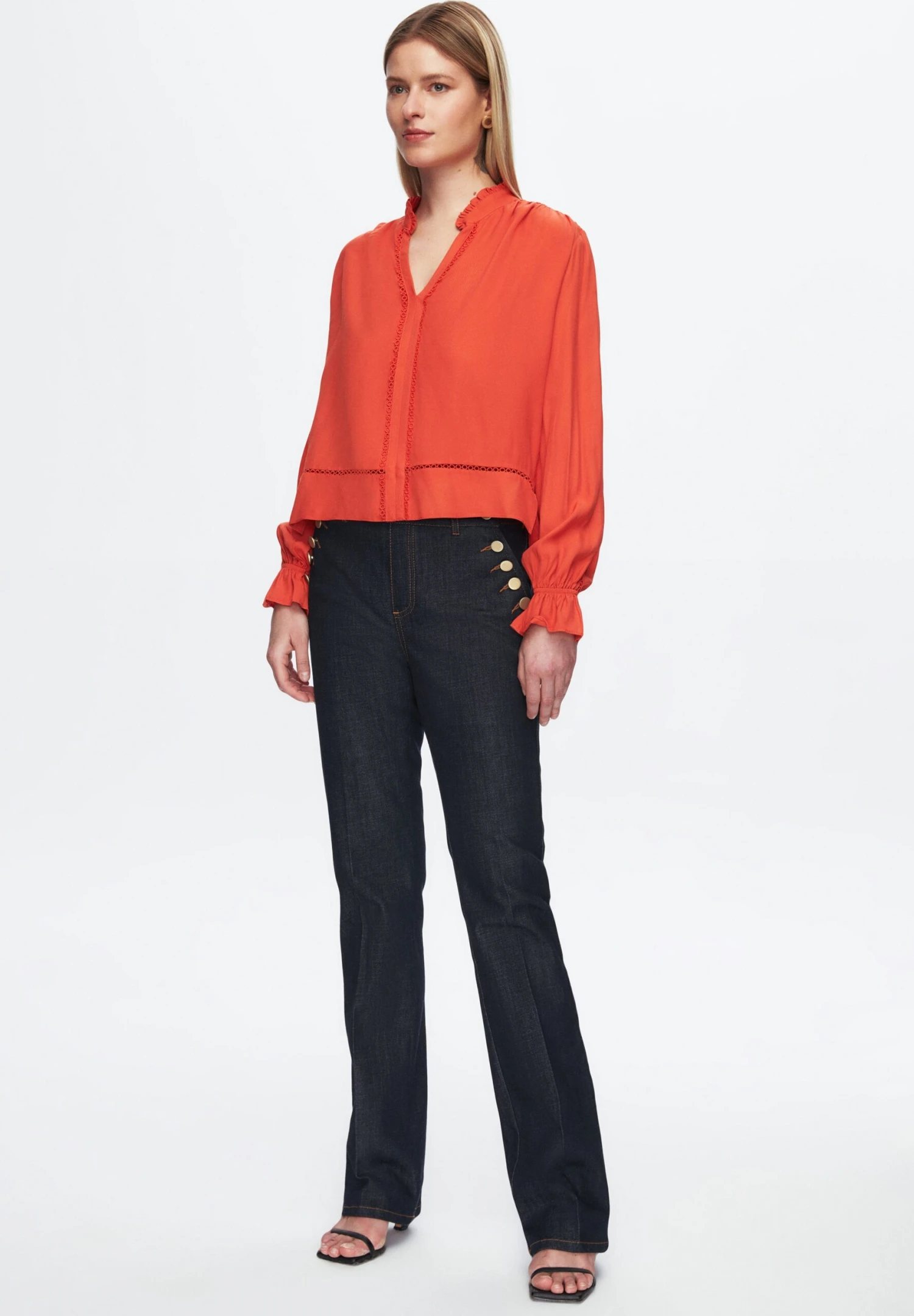 Ruffled Long SleeveCamicettaOrange Donna Camicie E Bluse ADK21E00Y-H11 2 Ruffled Long SleeveCamicettaOrange Donna Camicie E Bluse ADK21E00Y-H11 - immagine 2