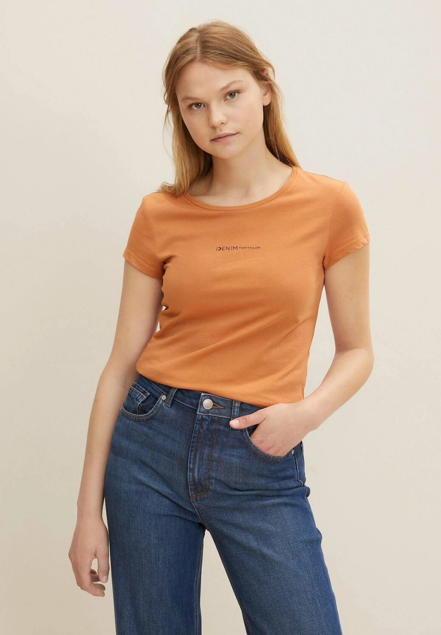 TOM TAILOR Denim T-Shirt Slim Fit T-Shirt BasicRusty Amber Donna T-shirt E Top TO721D0ZH-O12 1 TOM TAILOR Denim T-Shirt Slim Fit T-Shirt BasicRusty Amber Donna T-shirt E Top TO721D0ZH-O12