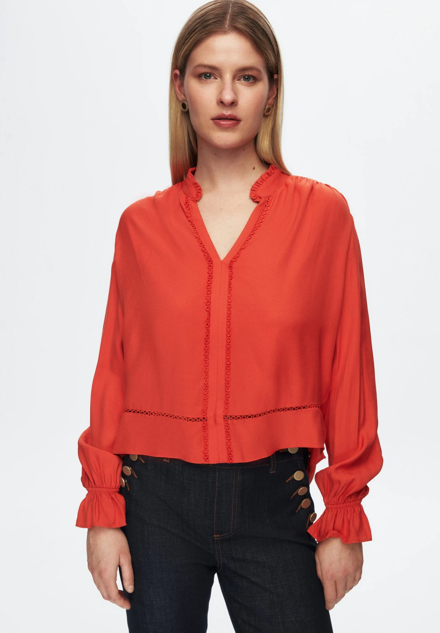 Ruffled Long SleeveCamicettaOrange Donna Camicie E Bluse ADK21E00Y-H11 5 Ruffled Long SleeveCamicettaOrange Donna Camicie E Bluse ADK21E00Y-H11 - immagine 5