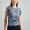 Desigual StrassT-Shirt Con StampaDenim Raw Donna T-shirt E Top DE121D10I-K11