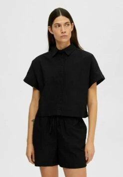Selected Femme Kurzarm Cropped - Camicia - Black