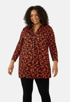 Ditsy Print Pleat Front- Maglietta A Manica Lunga - Red