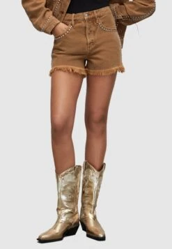 AllSaints Heidi Studded - Shorts Di Jeans - Brown