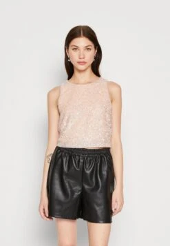 Vila Viemilia Cropped SequinsTopMisty Rose/Silver Donna T-shirt E Top V1021E2I8-J11