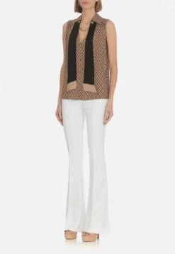 Elisabetta Franchi Con Stampa LosangaCamicettaTortora Nero Donna Camicie E Bluse EF121E097-O11