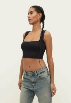 Stradivarius A Square Cut Neckline TopBlack Donna T-shirt E Top STH21D1O9-Q11