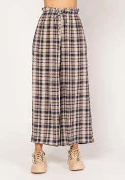 Weite Mit Quadratischem Aufdruck Und Elastischer Taille Fü - Pantaloni - Rosa