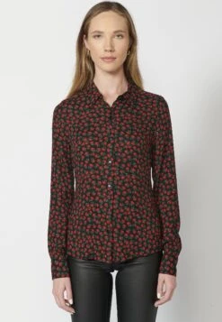 Koroshi Long Sleeve BlossomsCamiciaRojo Red Donna Camicie E Bluse KOL21E082-G11