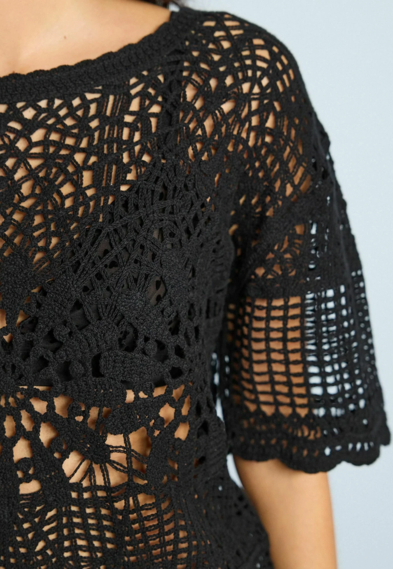 Next Crochet Short Sleeve Knit TopT-Shirt Con StampaBlack Donna T-shirt E Top NX321I1HO-Q11 3 Next Crochet Short Sleeve Knit TopT-Shirt Con StampaBlack Donna T-shirt E Top NX321I1HO-Q11 - immagine 3