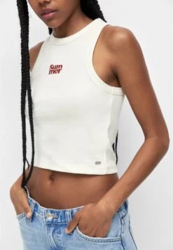 PULL & BEAR Embroidered Summer TankTopWhite Donna T-shirt E Top PUC21D2E0-A11 -Vendite ESPRIT e5024597826042f7a63804042b0105af