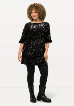 Ulla Popken U-Boot-Ausschnitt, 3/4-ArmTunicaSchwarz Donna Camicie E Bluse UP121E29V-Q11