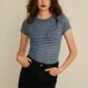 Next Short Sleeve Raglan T-ShirtT-Shirt Con StampaNavy Blue Stripe Donna T-shirt E Top NX321D1K9-K11