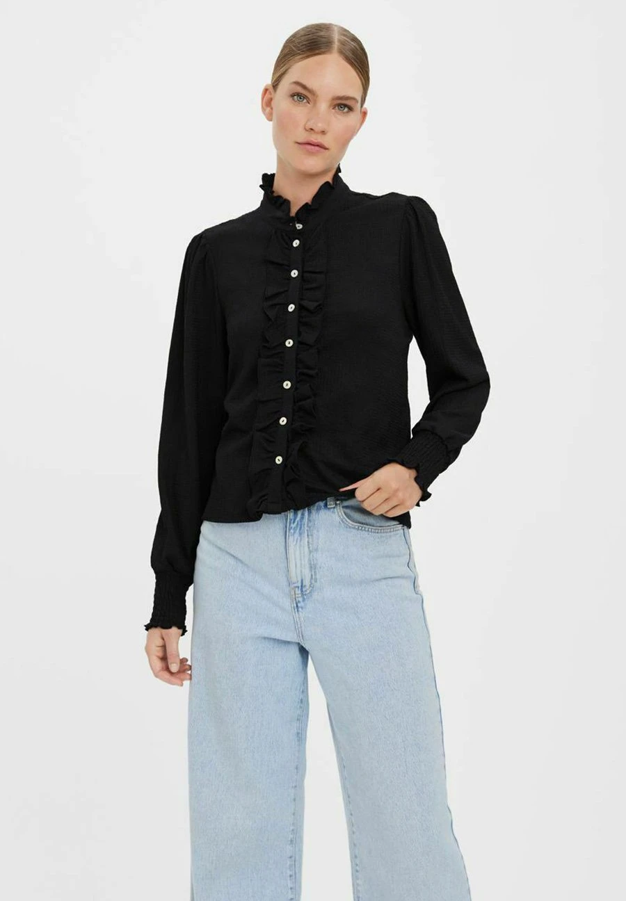 Vero Moda Gerüschtes - Camicia - Black 1 Vero Moda Gerüschtes - Camicia - Black