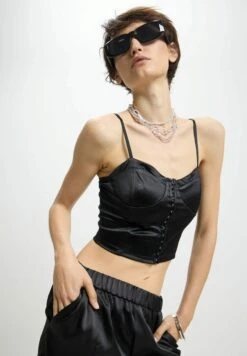 A Corpetto TopNero Donna T-shirt E Top CSM21E030-Q11