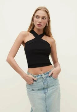 Stradivarius SeamlessWith A Criss-Cross Neckline TopBlack Donna T-shirt E Top STH21D1NL-Q11